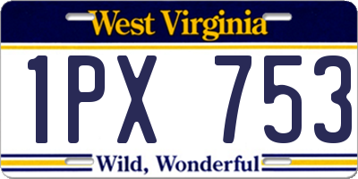 WV license plate 1PX753