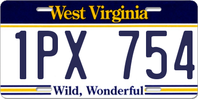 WV license plate 1PX754