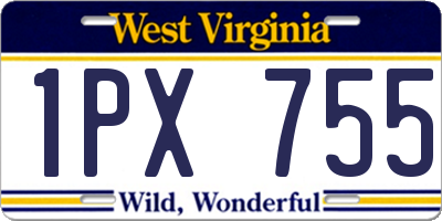 WV license plate 1PX755