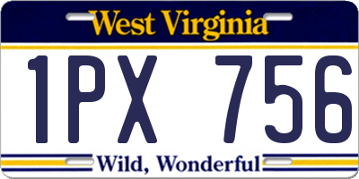 WV license plate 1PX756