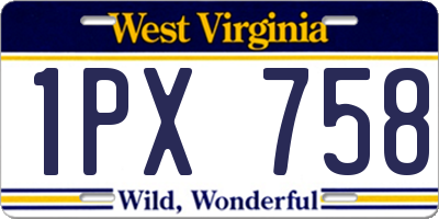 WV license plate 1PX758