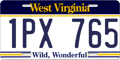 WV license plate 1PX765