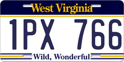 WV license plate 1PX766