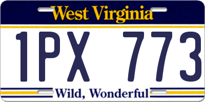 WV license plate 1PX773