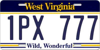 WV license plate 1PX777