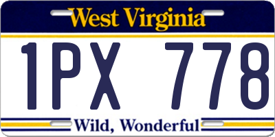 WV license plate 1PX778