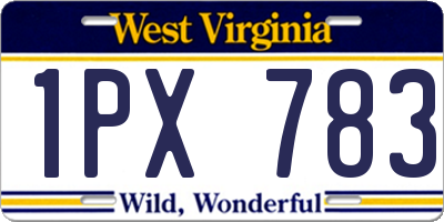 WV license plate 1PX783