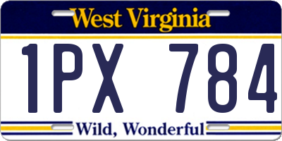 WV license plate 1PX784