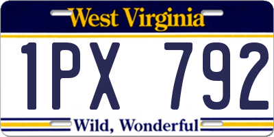 WV license plate 1PX792
