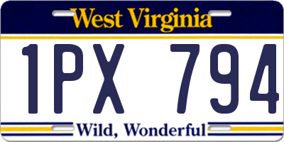 WV license plate 1PX794