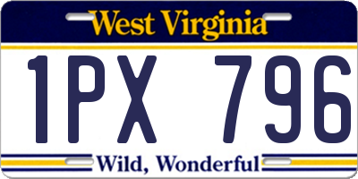 WV license plate 1PX796