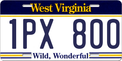 WV license plate 1PX800