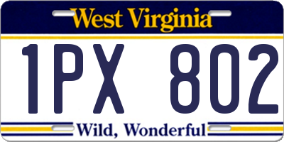 WV license plate 1PX802