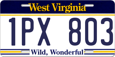 WV license plate 1PX803