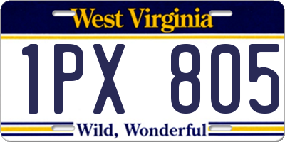 WV license plate 1PX805