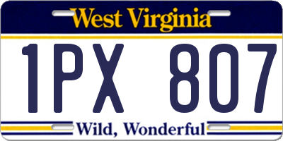 WV license plate 1PX807