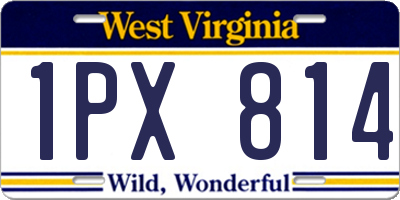 WV license plate 1PX814
