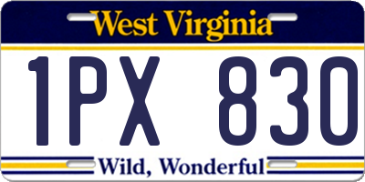 WV license plate 1PX830
