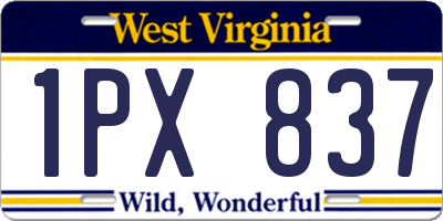 WV license plate 1PX837