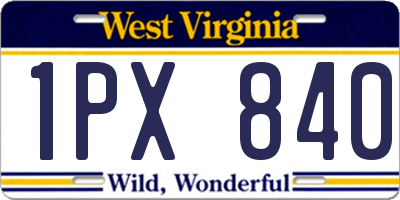 WV license plate 1PX840