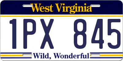 WV license plate 1PX845