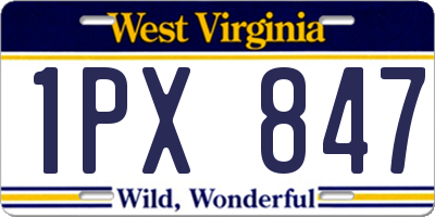 WV license plate 1PX847