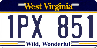 WV license plate 1PX851