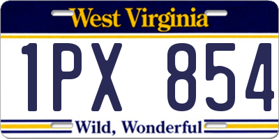 WV license plate 1PX854