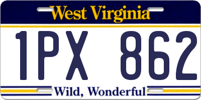 WV license plate 1PX862