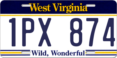 WV license plate 1PX874