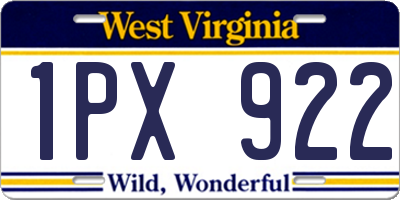 WV license plate 1PX922