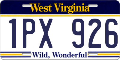 WV license plate 1PX926