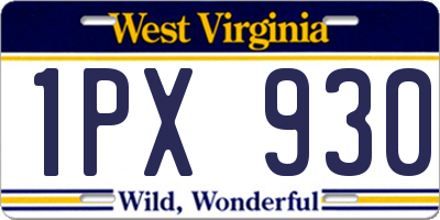 WV license plate 1PX930