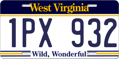 WV license plate 1PX932