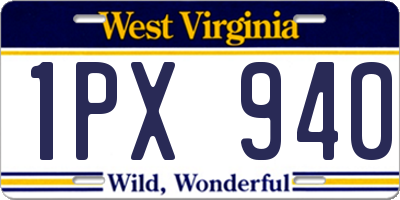 WV license plate 1PX940
