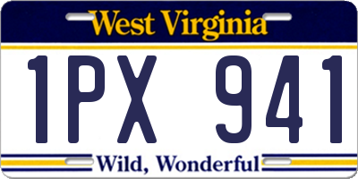 WV license plate 1PX941