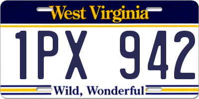 WV license plate 1PX942