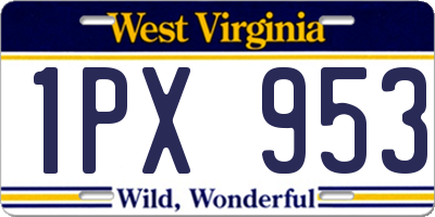 WV license plate 1PX953