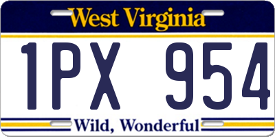 WV license plate 1PX954