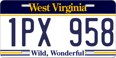 WV license plate 1PX958