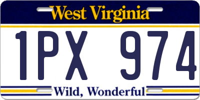WV license plate 1PX974