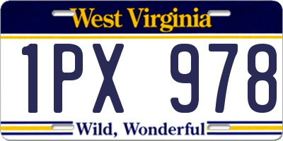 WV license plate 1PX978