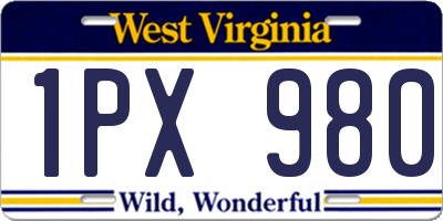WV license plate 1PX980