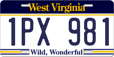 WV license plate 1PX981