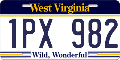 WV license plate 1PX982
