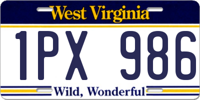 WV license plate 1PX986