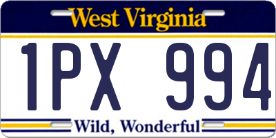 WV license plate 1PX994