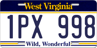 WV license plate 1PX998