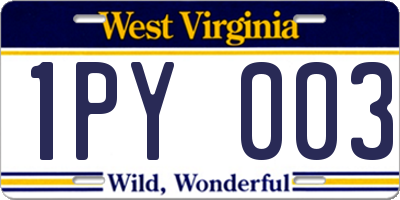 WV license plate 1PY003