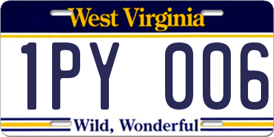 WV license plate 1PY006